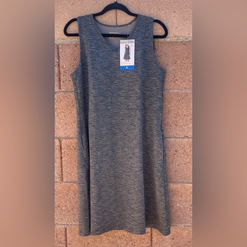 Mondetta Perfromance + Luxury Gray Dress Pullover Sleeveless Pockets Size Large